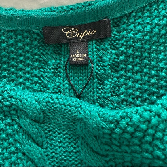 Cupio Emerald Green Cable Knit Sweater Large - Picture 4 of 5